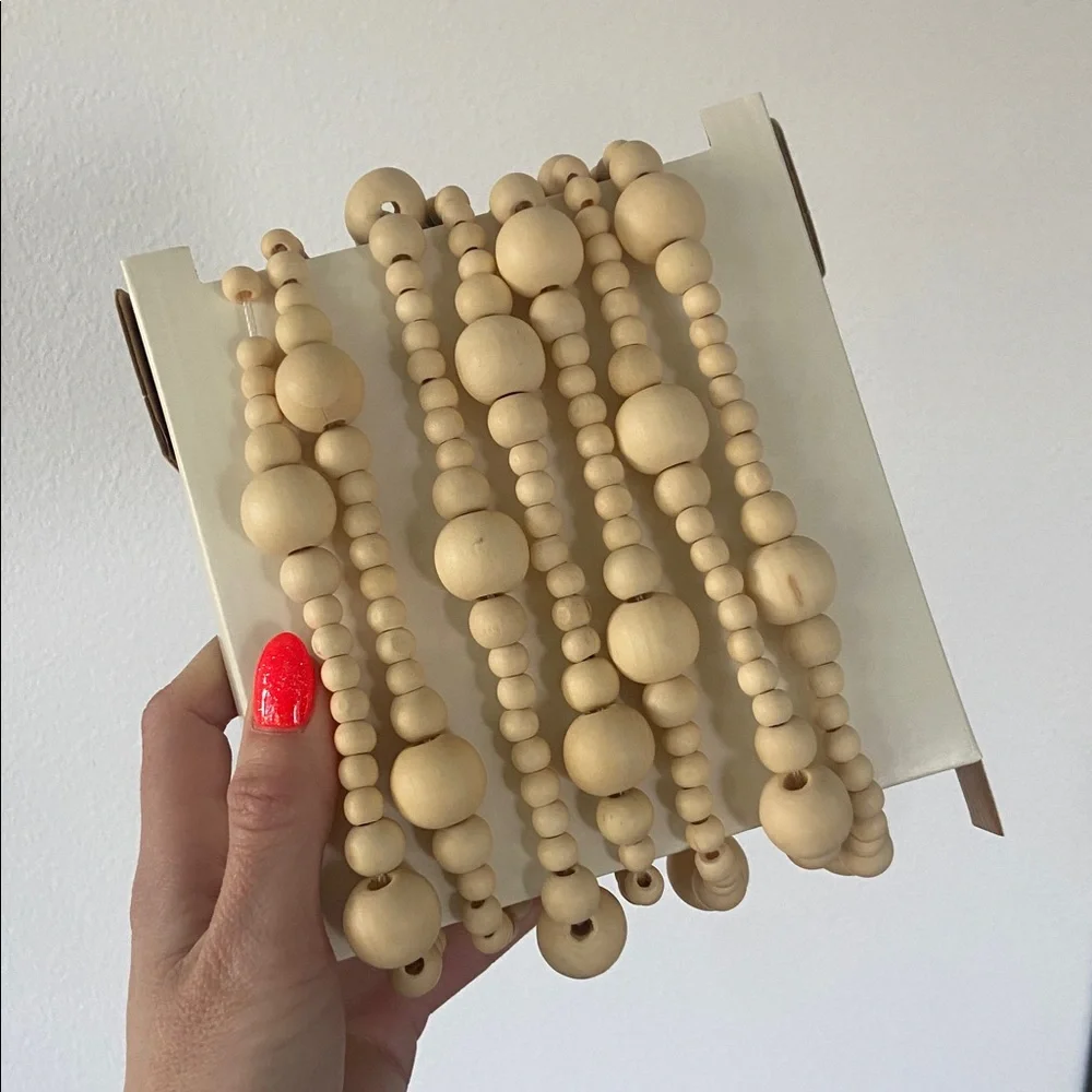Hearth & Hand Magnolia 12’ wooden bead garland home decor holiday Christmas tree